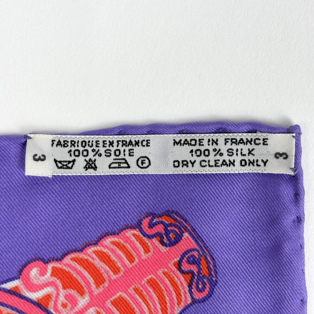 Hermes Carre 90 Etendards et Bonnieres Scarf Muffler Flag Silk Purple Multico... - Picture 2 of 5